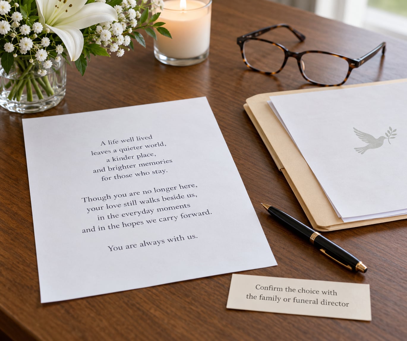 Confirm the choice with the family or funeral director