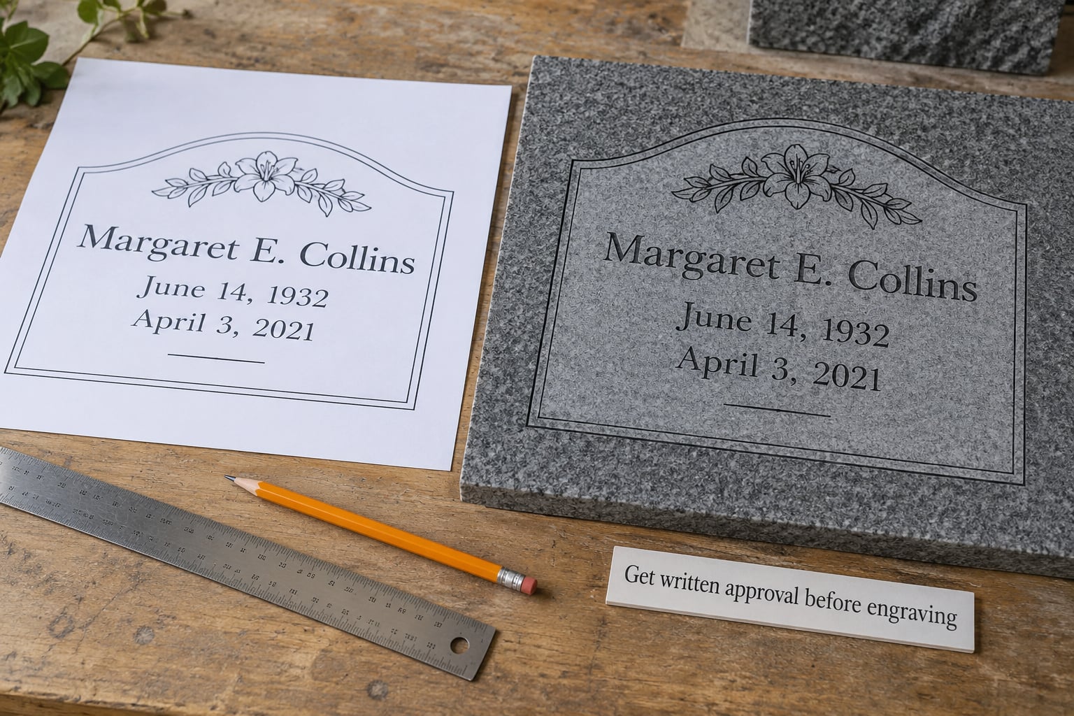 Get written approval before engraving