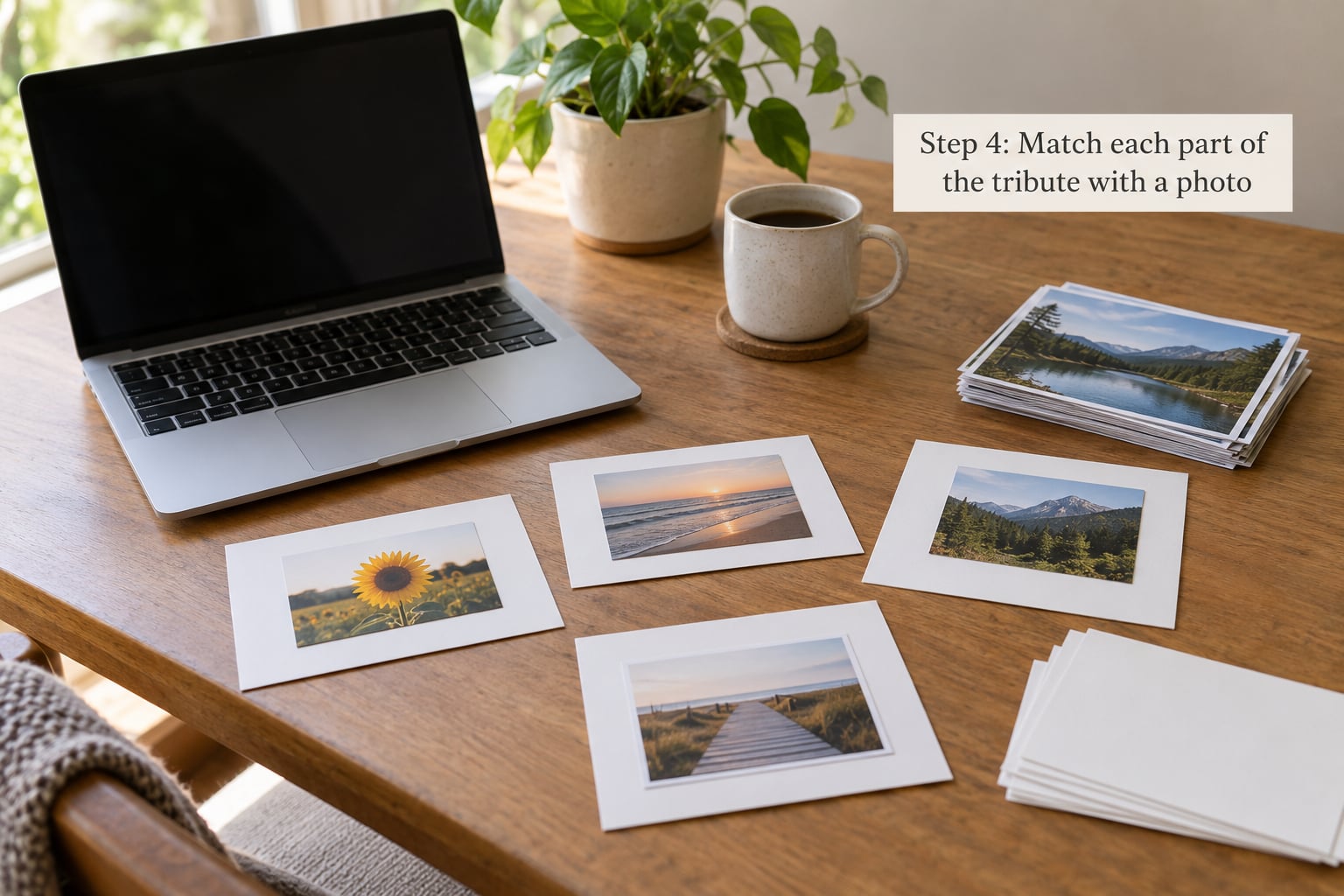 Step 4: Match each part of the tribute with a photo