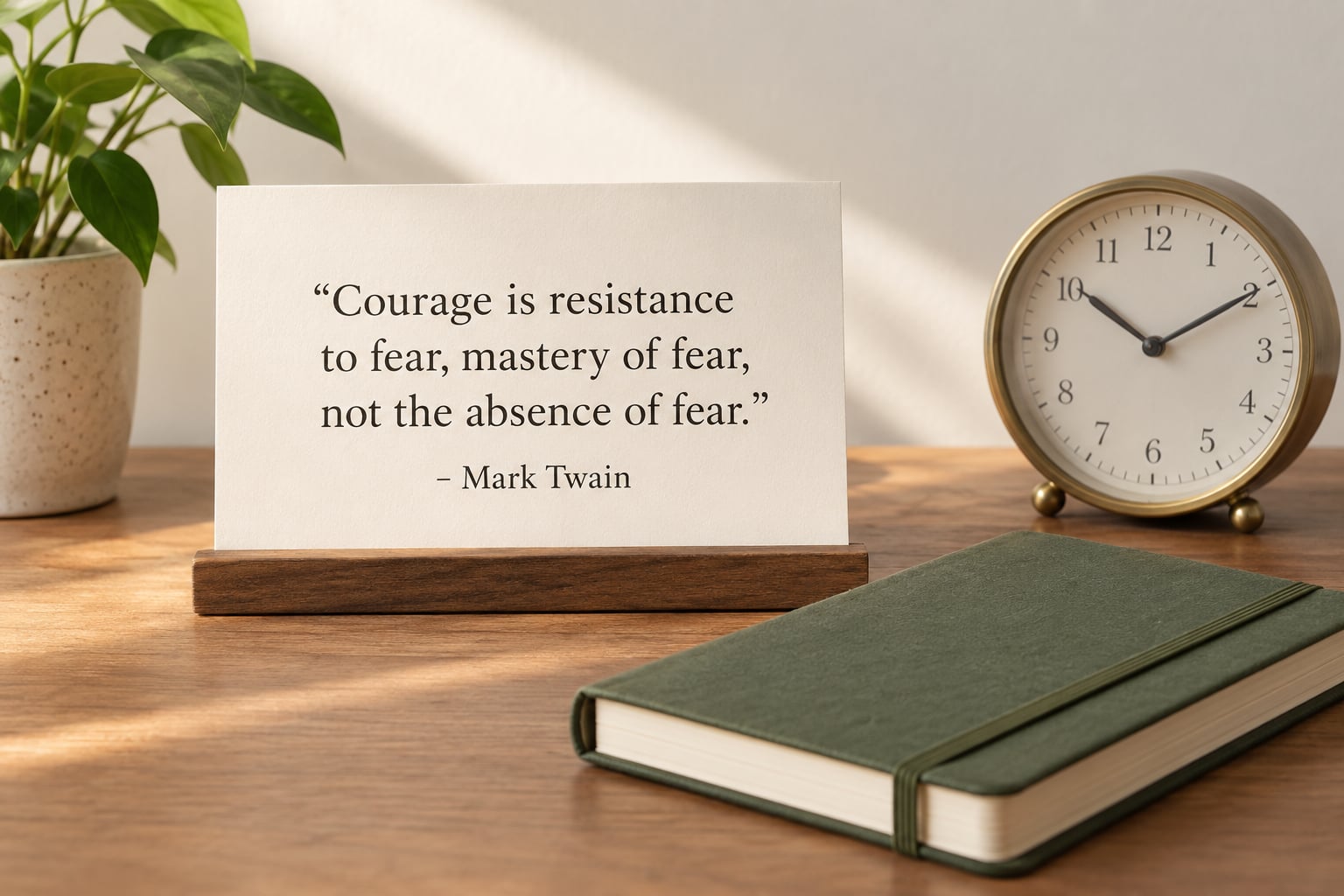 "Courage is resistance to fear, mastery of fear, not the absence of fear." - Mark Twain