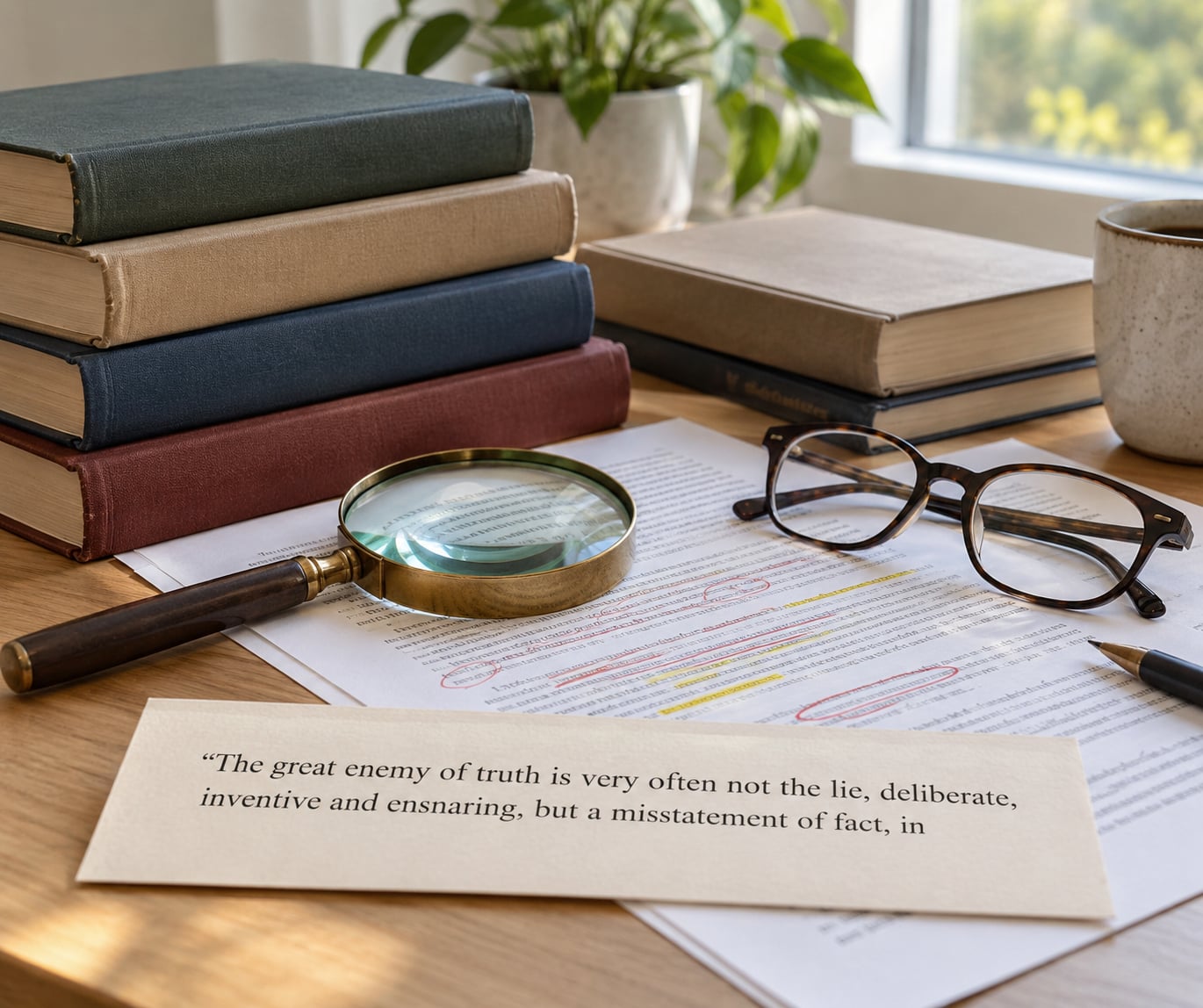 “The great enemy of truth is very often not the lie, deliberate, inventive and ensnaring, but a misstatement of fact, in