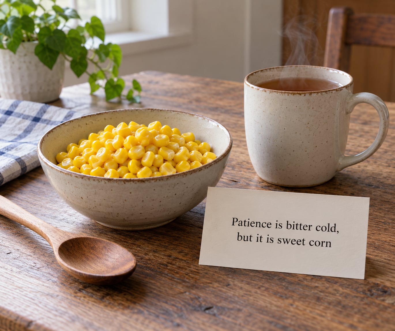 "Patience is bitter cold, but it is sweet corn"