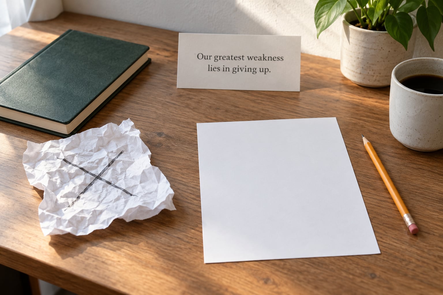 "Our greatest weakness lies in giving up."