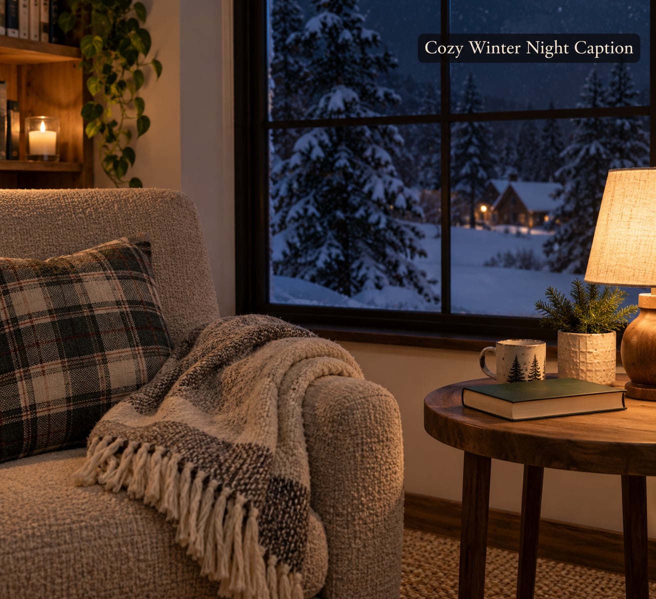 Cozy Winter Night Caption